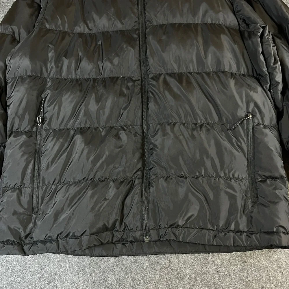 Eddie Bauer Mens Wide Channel Hooded Down Jacket EB650 Black Large Outdoor